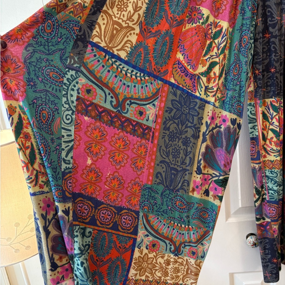 NATURAL LIFE Colorful Patchwork Wide-Leg Pants - Picture 4 of 5